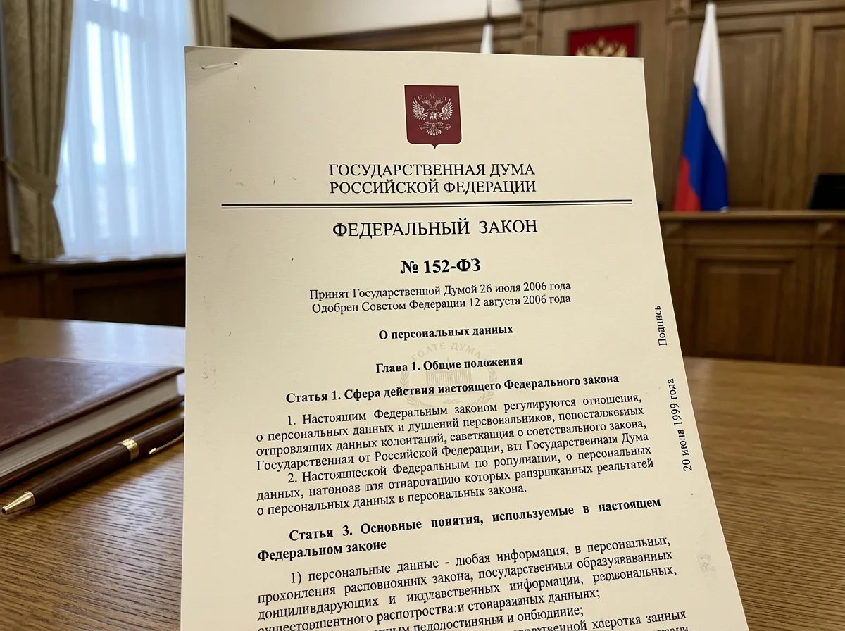 Федеральный закон 152-ФЗ о персональных данных, официальный документ, текст на бланке Государственной Думы РФ
